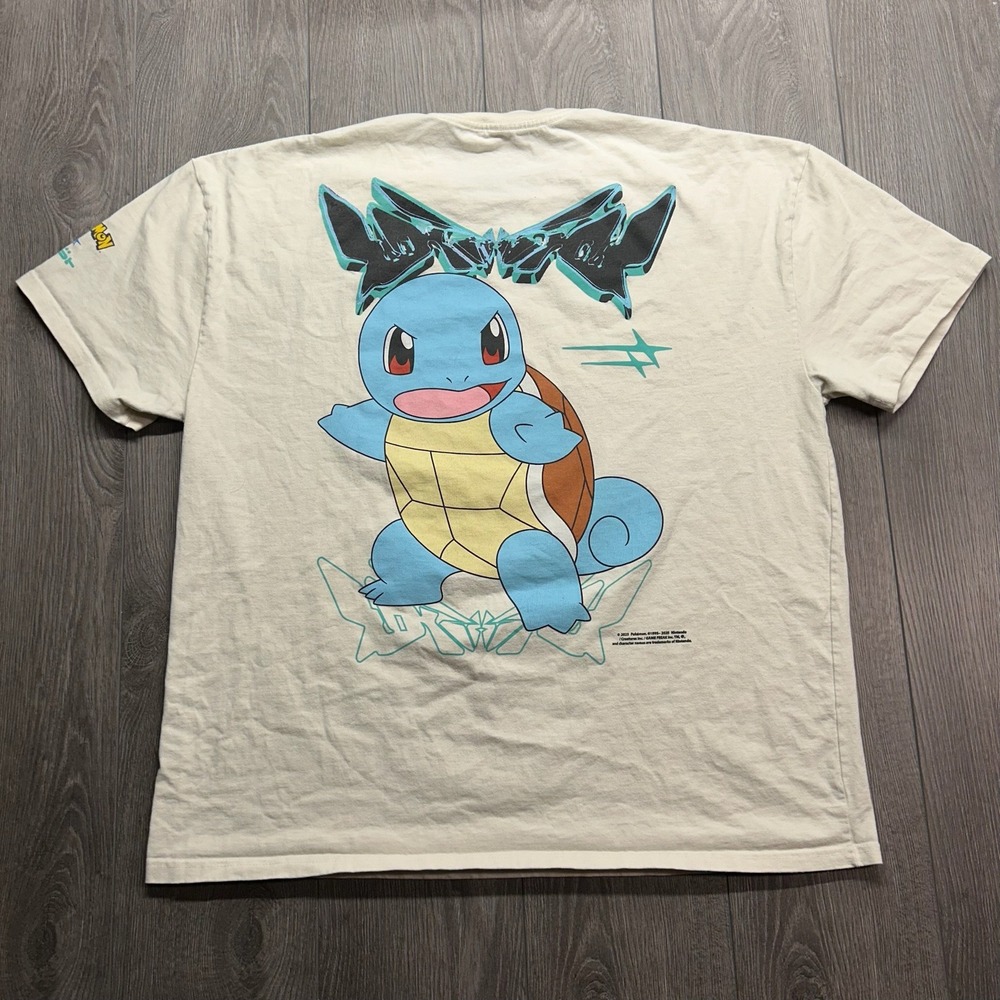 Loiter x Pokemon Squirtle Graphic T-Shirt Mens XL Cream Off-White Short Sleeve